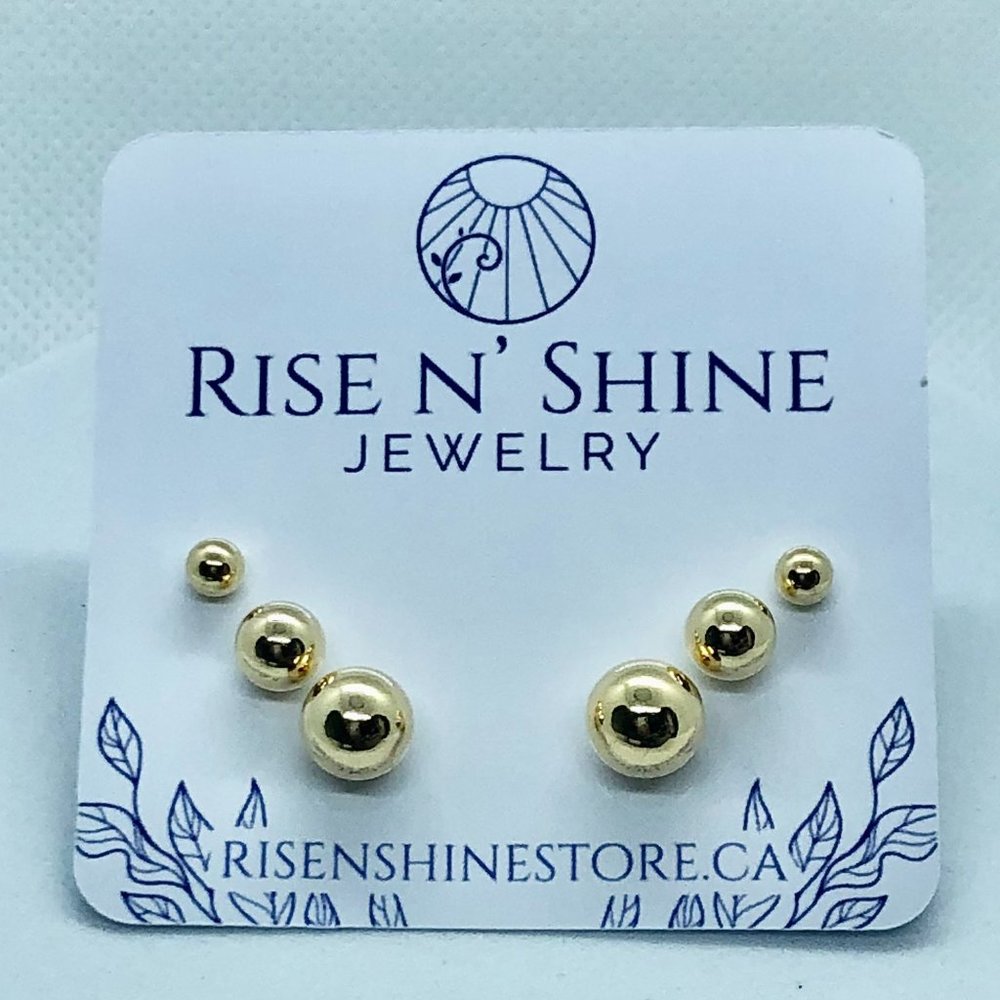 ** NEW** 3-Pair Ball Stud Earrings - 18K Gold Filled